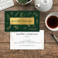 Luxury Faux Gold Floral Dark Green Professional  Business Card