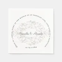 Rustic Crest Ivory White Old Print Gothic Wedding Napkins