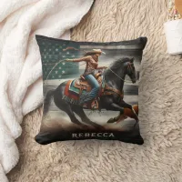 Rodeo Competitor Roping a Fox at Sunset Throw Pillow