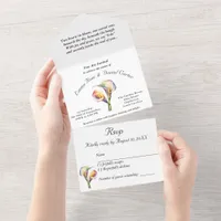 Elegant Romantic Calla Lily Soft Watercolor Pastel All In One Invitation