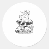 Cottagecore Aesthetic Frog On A Mushroom Goblincor Classic Round Sticker