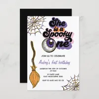 She Is A Spooky One First Birthday Halloween  Invitation