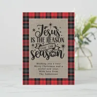 Jesus is the Reason for the Season Buffalo Plaid Holiday Card