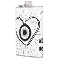 Rays, Heart , Black Evil Eye protection monogram | Flask