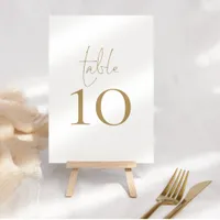 Elegant Gold Script Wedding Table Number