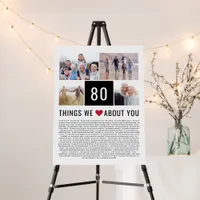 80 Things We Love About You | 80th Birthday Foam Board