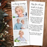 Modern Memorial Custom 3 Photo Remembrance Funeral Bookmarks