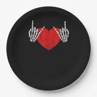 Skeleton Hand Heart And Roll, Valentines Halloween Paper Plates