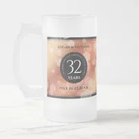 Elegant 32nd Bronze Wedding Anniversary Frosted Glass Beer Mug