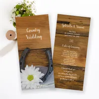 White Daisy and Horseshoe Western Wedding Program