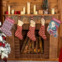 Santa Delivering Presents | Kids Name Small Christmas Stocking