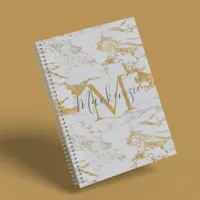 Chic Gold Foil Classic Marble Monogram Notebook