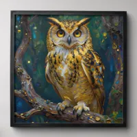 A Blue and Gold Majestic Owl   Peel And Stick Photo Tile