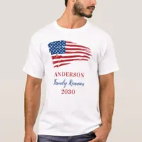 Patriotic Family Reunion Custom American Flag  T-Shirt