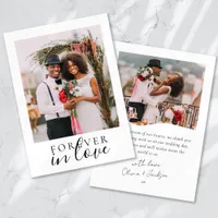 Forever in Love Calligraphy Wedding Photo Thank You Card