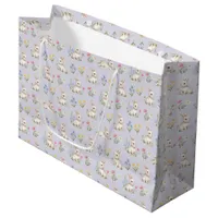 Cute Bunnies and Wildflowers Pattern Large Gift Bag