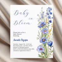 Baby in bloom blue boy Baby Shower invitation