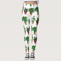 Hand Drawn Houseplants   Leggings