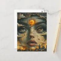 Abstract Face Grunge Postcard