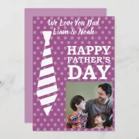 Instagram Photo Tie Dots Purple Fathers Day Card