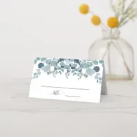 Dusty Blue Eucalyptus Greenery Wedding Place Card