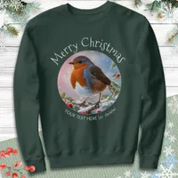 Robin Redbreast Picture Wildlife Merry Christmas Sweatshirt