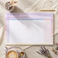 Pastel Watercolor Weekly Hourly Schedule Planner Paper Pad