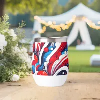 Abstract American Flag Red, White and Blue Thermal Wine Tumbler