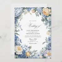Powder Blue, Lemon Chiffon & Soft White Wedding Invitation