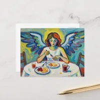 Colorful Angel at Breakfast Postcard