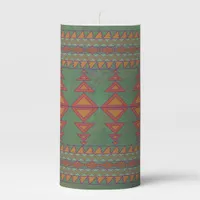 Southwest Sagebrush Green Geometric Design Pillar Candle