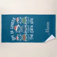 Om Is Where the Cats Are Festive Holiday Beach Towel