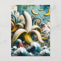 A Colorful Surreal Banana Octopus Postcard