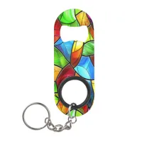 Bright Stained Glass Mosaic Keychain Bottle Opener