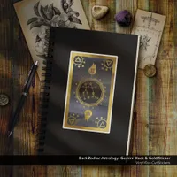 Dark Zodiac Astrology: Gemini Black & Gold Sticker