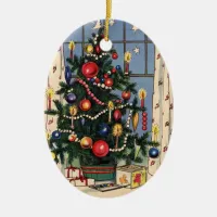 Vintage Christmas Tree Ceramic Ornament