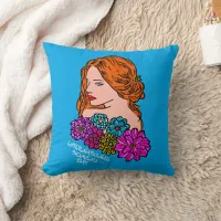 International Women's Day Auburn Hair Pretty Lady Throw Pillow