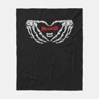 Skeleton Hands Folded In A Heart Funny Halloween Fleece Blanket