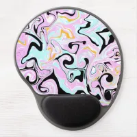 Fluid Art  Cotton Candy Pink, Teal, Black and Gold Gel Mouse Pad