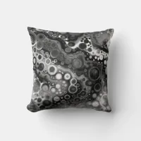 Black and White Marble Digital Fluid Art   Throw Pillow