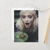 Blond Woman and Frog Vintage Fantasy Postcard