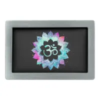 *~* Watercolor Mandala Lotus OM  AUM Symbol Belt Buckle