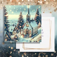 Pretty Church on a Winter Day Christmas Card