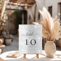 Silver glitter sparkles table card