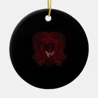Crying Heart In Red Skeleton Hands Hearts Modern  Ceramic Ornament