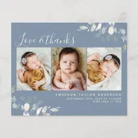 Budget Photo Baby Thank You Card | Blue Eucalyptus