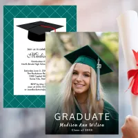 Green White Photo Graduation Class of 20XX Party Invitation