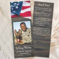 Funeral Prayer Card Stars Stripes Poem US Flag Bookmarks