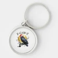 Funny Crow F-Caw-F Bird Gothic Christmas Santa Hat Keychain