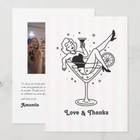 Fun Doodle Martini Bachelorette Photo Thank You Card